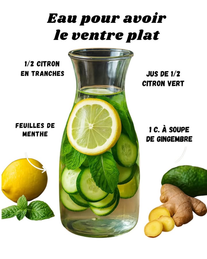 勒 Eau magique pour un ventre plat 

1 Coupe un demi-citron en jolies rondelles et laisse-les nager dans ta carafe. Rien que ça, ça donne soif !
2 Presse le jus dun demi-citron vert pour le petit côté piquant et frais. Attention à ne pas en verser partout sur la table ça colle, promis.
3 Ajoute une cuillère à soupe de gingembre râpé. Si tu éternues en le râpant, cest normal, ça chatouille !
4 Glisse quelques feuilles de menthe pour la fraîcheur. Tu peux en mettre plein sauf si tu veux que ça ressemble à une jungle.
5 Remplis deau et laisse reposer un peu au frigo avant de déguster. Plus frais, plus fun !

Petit rappel : boire toute la carafe dun coup naccélère pas le processus sauf pour les allers-retours aux toilettes