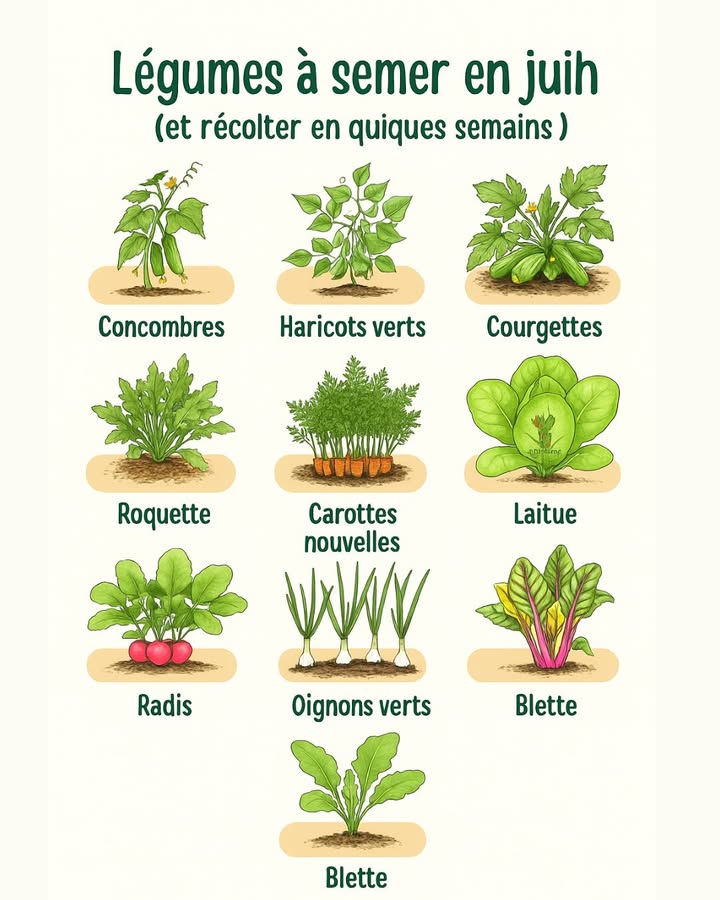 ” Envie de récoltes express ? Découvrez les meilleurs légumes à semer en juin pour un potager ultra productif  lien en commentaire”
