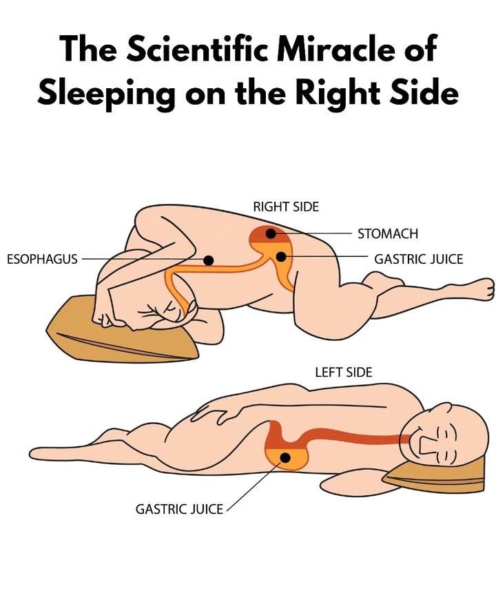Benefits of Sleeping on the Right Side  

1 Helps digestion and supports faster food processing.
2 Lessens pressure on the heart and lungs.
3 Promotes relaxation and deeper rest.
4 Recommended by the Prophet peace be upon him as a healthy way to sleep.