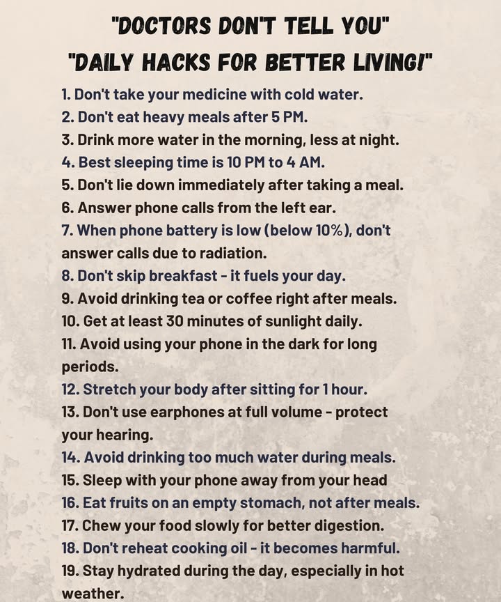 “Doctors dont tell you” 
“daily hacks for better living!”