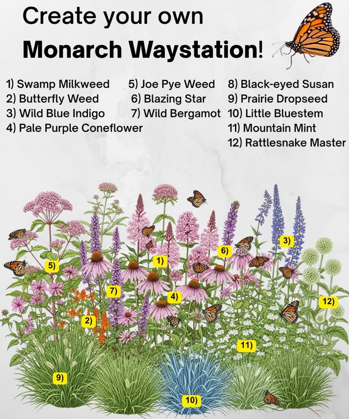 Turn Your Garden into a Monarch Waystation 曆

Every migration season, Monarch butterflies embark on an incredible journeytraveling thousands of miles across North America. But their survival doesnt depend only on distant habitats or conservation zones it begins right in our own backyards.

By planting a mix of nectar-rich flowers and host plants, you can provide Monarchs with the food and shelter they need at every stage of life.
Start with milkweed, the only plant where Monarchs lay their eggs and caterpillars feed. Then surround it with vibrant blooms like coneflowers, blazing star, bergamot bee balm, and black-eyed susansall packed with nectar to refuel adult butterflies on their long migration.

 Why It Matters:

Supports Monarchs during their critical breeding and migration periods

Attracts other beneficial pollinators such as bees, hummingbirds, and swallowtails

Adds color, life, and ecological balance to your garden

 Just one patch of native plants can become part of a life-saving network that stretches across continentshelping Monarchs continue their epic journey for generations to come.

曆 Plant with purpose. Protect the pollinators