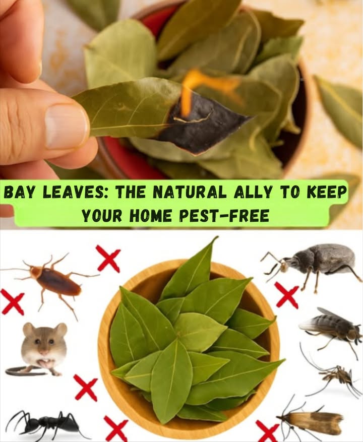 Bay Leaves: The Natural Ally to Keep Your Home Pest-Free 
Did you know that bay leaves arent just a star in the kitchen Theyre also a powerful natural repellent thanks to their aroma, packed with eugenol and linalool. Banish bugs without toxic chemicals!
荒 Cockroaches:
Place whole or crushed leaves under sinks, in corners, and behind appliances. Change them every few days to maintain their effectiveness.
烈 Mosquitoes:
Boil a handful of leaves in 2 cups of water, strain, and use as a spray. Spray windows, doors, and patios. Refreshes and protects.
練 Flies:
Place leaves near trash cans and windows. You can also burn dried leaves in a metal container for a repellent smoke.
 Ants:
Crush leaves and scatter them on paths, cracks, or shelves. They interrupt their trail without killing them.
 Moths:
Fill cloth bags with dried leaves and place them in closets or drawers. Your clothes will smell good and be moth-free, without using mothballs.
 Weevils:
Place 1 or 2 leaves in flour, rice, or oatmeal containers. Also, place them between shelves. Keep your food safe from intruders.
 Mice:
Crush leaves and place them in dark corners or behind furniture. Their strong smell keeps them away without the need for traps.
 Extra tips:
 Crush to release more aroma
 Prefer dried leaves: they last longer and are easy to handle
 Enhance the effect by combining with cloves, citrus peels, or vinegar
 Bay leaves dont just add flavor… they also take care of your home. Natural, simple, and effective.
Aromatize and protect your space with what you have in your pantry!