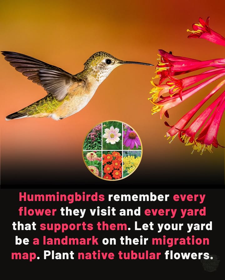 Hummingbirds have incredible memorythey remember every flower and even how long it takes for nectar to refill.  This isnt just survivalits how they build their migration map, a living route of safe gardens and feeding stops across thousands of miles. 

By planting native tubular flowers, your yard becomes more than just a gardenit becomes a life-saving landmark theyll return to year after year. 

#Hummingbirds
