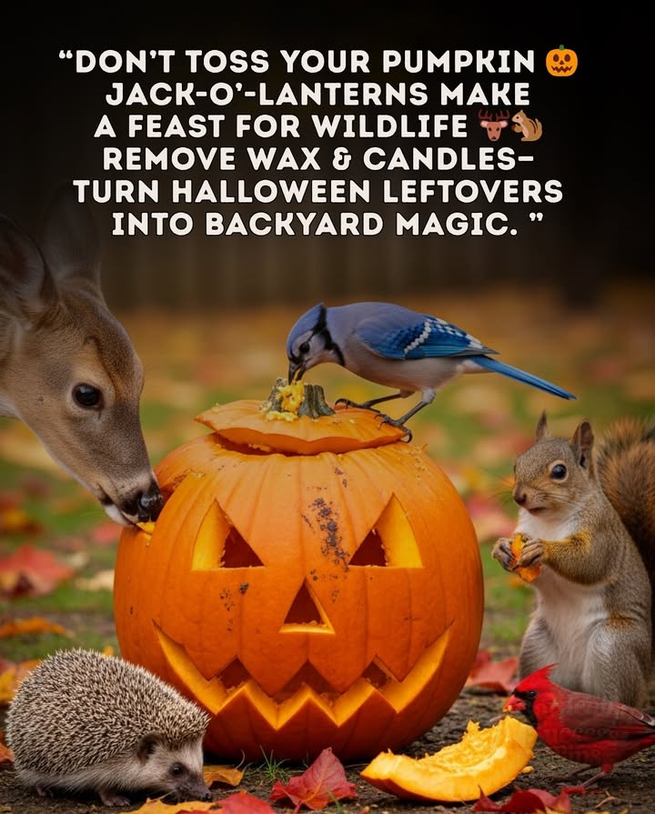 Your jack-o-lanterns story doesnt end on Halloween night.
Instead of heading to the landfill, it can become a feast for deer, squirrels, chipmunks, and birds. 歷
Just place it in a quiet corner of your yard wax  candles removed and let nature enjoy the treat.

 One small act turns holiday leftovers into food, soil, and life.