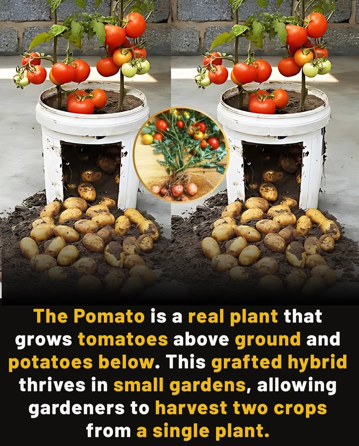 凜 Two Crops, One Plant: The Pomato
 Tomatoes grow above, potatoes below
 Grafted plant, not a hybrid
 Perfect for containers & small spaces
 Needs same care as tomato/potato
 Saves space, maximizes yield
 Taste & yield may vary  energy is shared

An urban gardening marvel from the Solanaceae family! 

#Pomato #GardenHacks