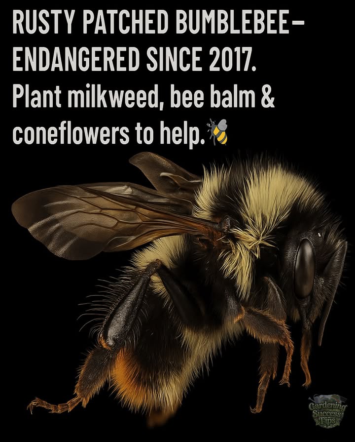 Save the Rusty Patched Bumblebee  Plant for Pollinators! 

This endangered native bee needs our help!
Planting flowers like milkweed, bee balm, and coneflowers gives the queen bumblebee the nectar she needs right after emerging in spring.

 Every flower matters.
No nectar = no queen = no colony.
Lets bring our pollinators back, one bloom at a time.